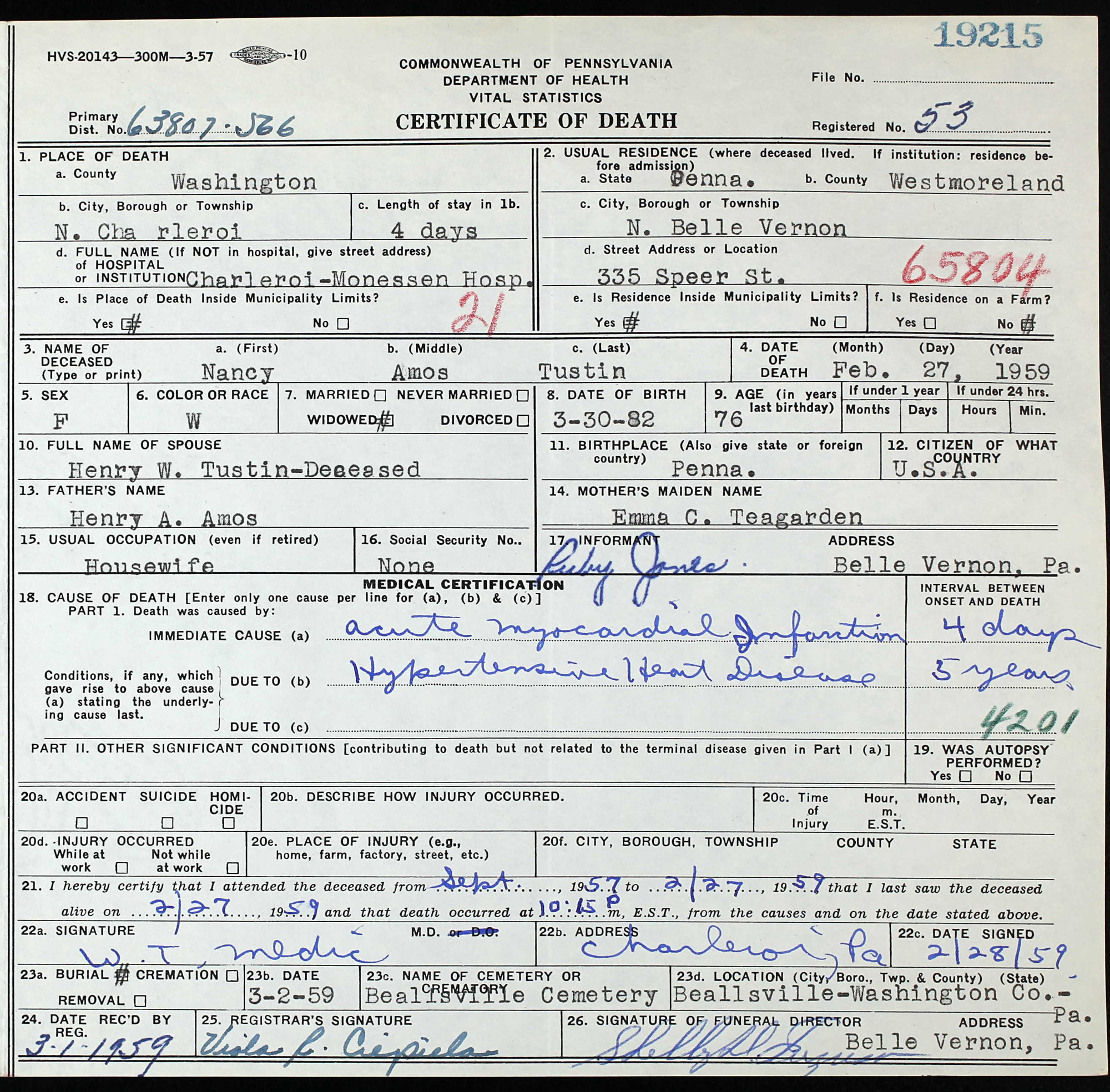 death certificate